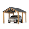 Outdoor Gazebo, Heavy Duty Garage Car Shelter with Powder-Coated Steel Roof - Sunjoy