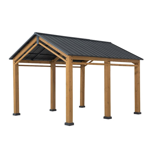 Outdoor Gazebo, Heavy Duty Garage Car Shelter with Powder-Coated Steel Roof - Sunjoy
