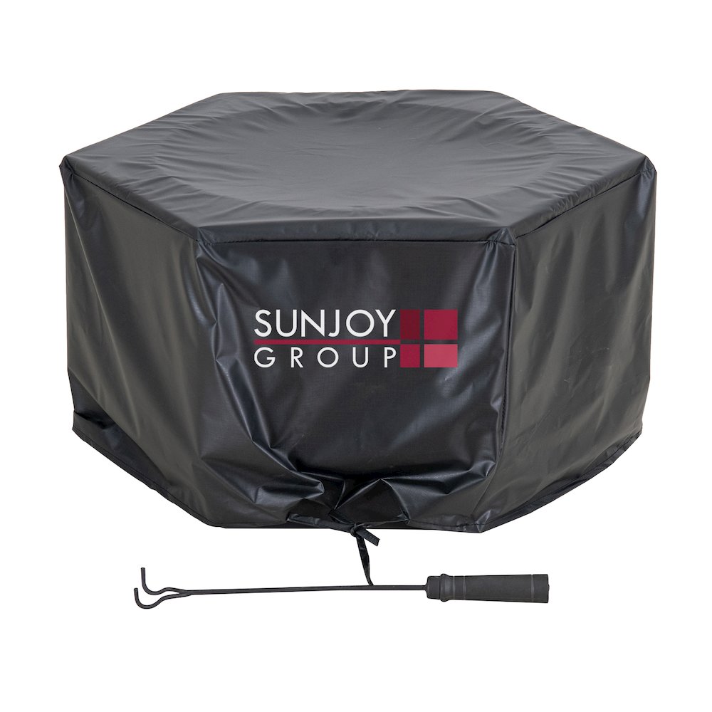 Lawrence 28. Black Steel Wood Burning Outdoor Smokeless Fire Pit with PVC Cover - Sunjoy