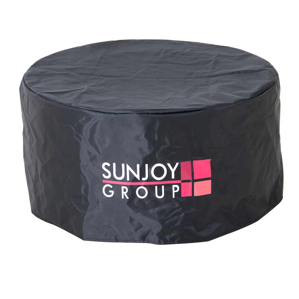 Lawrence 28. Black Steel Wood Burning Outdoor Smokeless Fire Pit with PVC Cover - Sunjoy