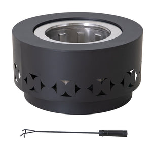 Lawrence 28. Black Steel Wood Burning Outdoor Smokeless Fire Pit with PVC Cover - Sunjoy