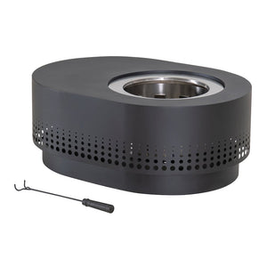 Lawrence 38. Black Steel Wood Burning Outdoor Smokeless Fire Pit with PVC Cover - Sunjoy