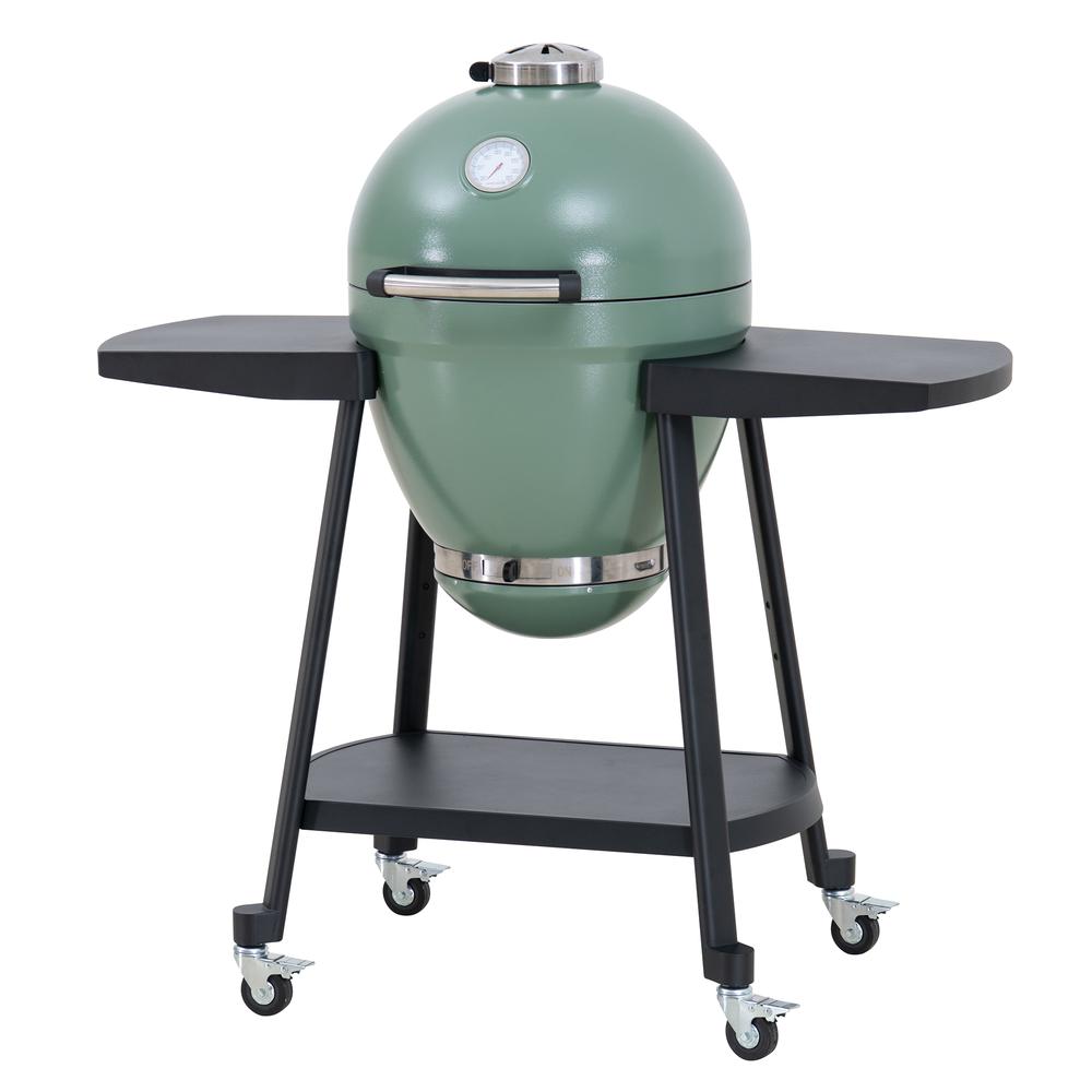 Sunjoy 20IN Egg-shaped Grill with Pizza Plate, Green