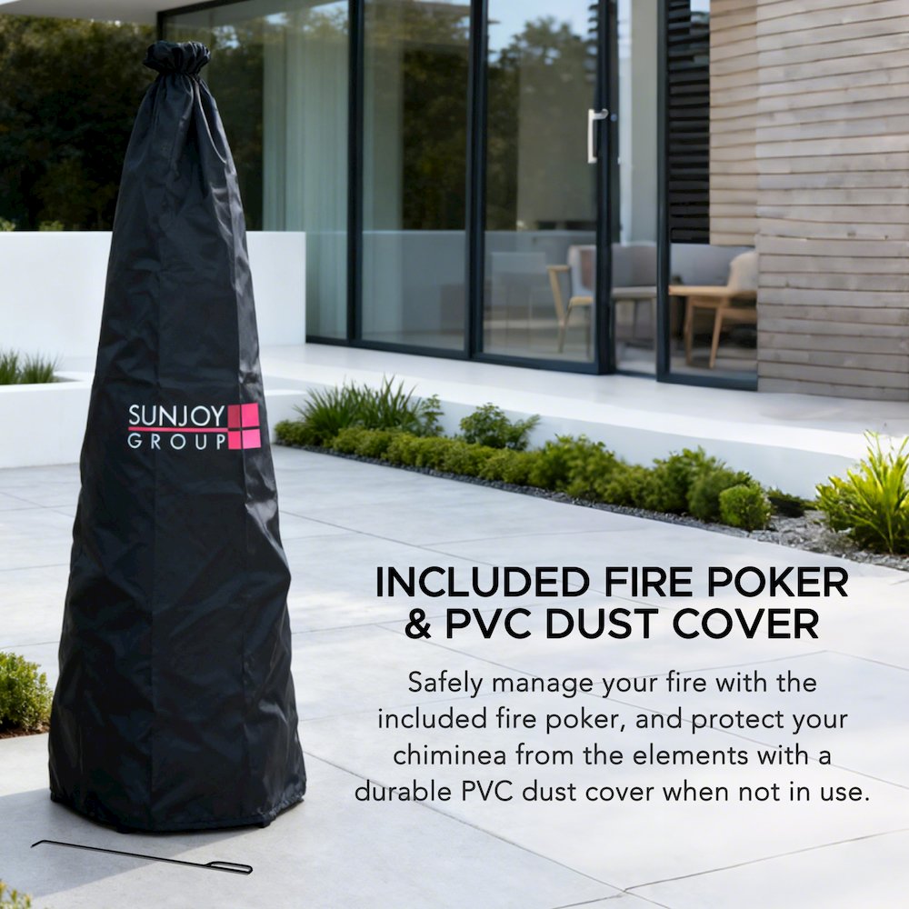 57 in. 2-in-1 Metal Outdoor Chiminea Fire Pit & Fireplace, Removable Grill Grate - Sunjoy