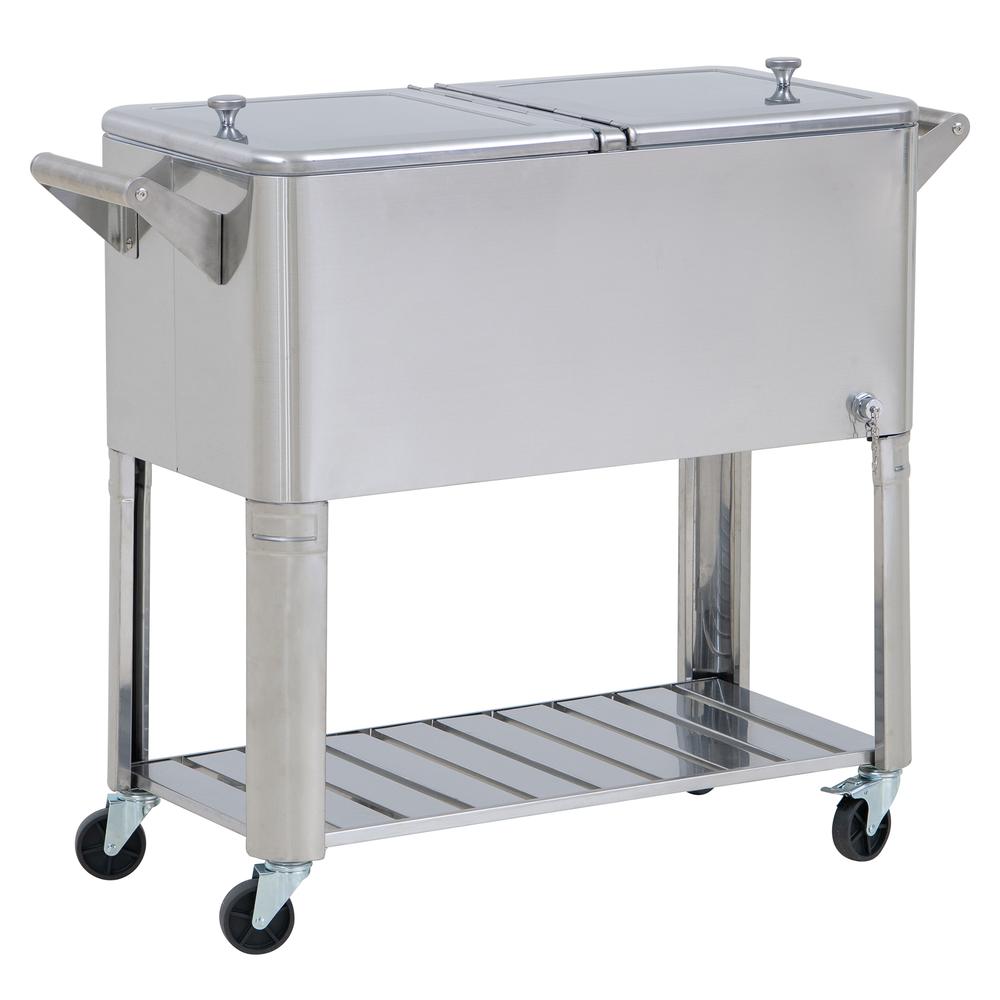 Sunjoy 80 QT Outdoor Stainless Steel Cooler