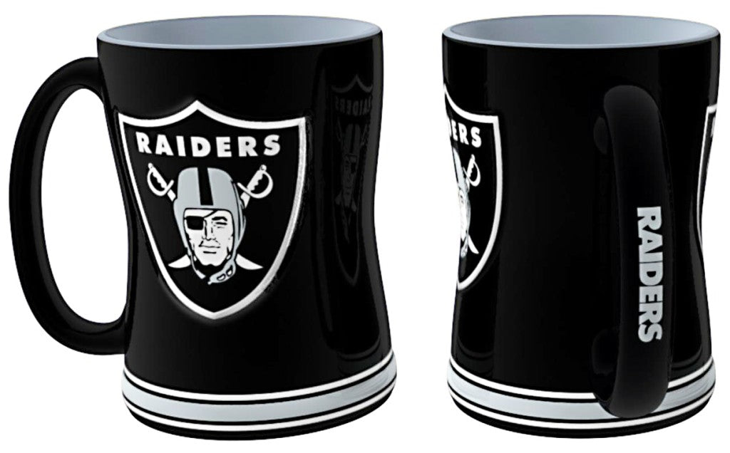 Las Vegas Raiders Coffee Mug 14oz Sculpted Relief Team Color - Logo Brands