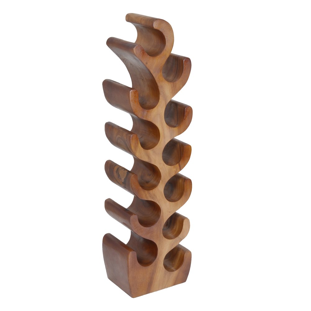 Suar Wood 12 Bottle Wine Holder Natural Finishing - AFD