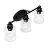 22'' 3 Light Wall Mounted Vanity Fixture with Clear Speckled Glass Shades, Black - Elegant Designs