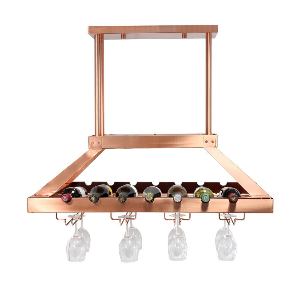 2 Light LED Overhead Wine Rack, Copper - Elegant Designs