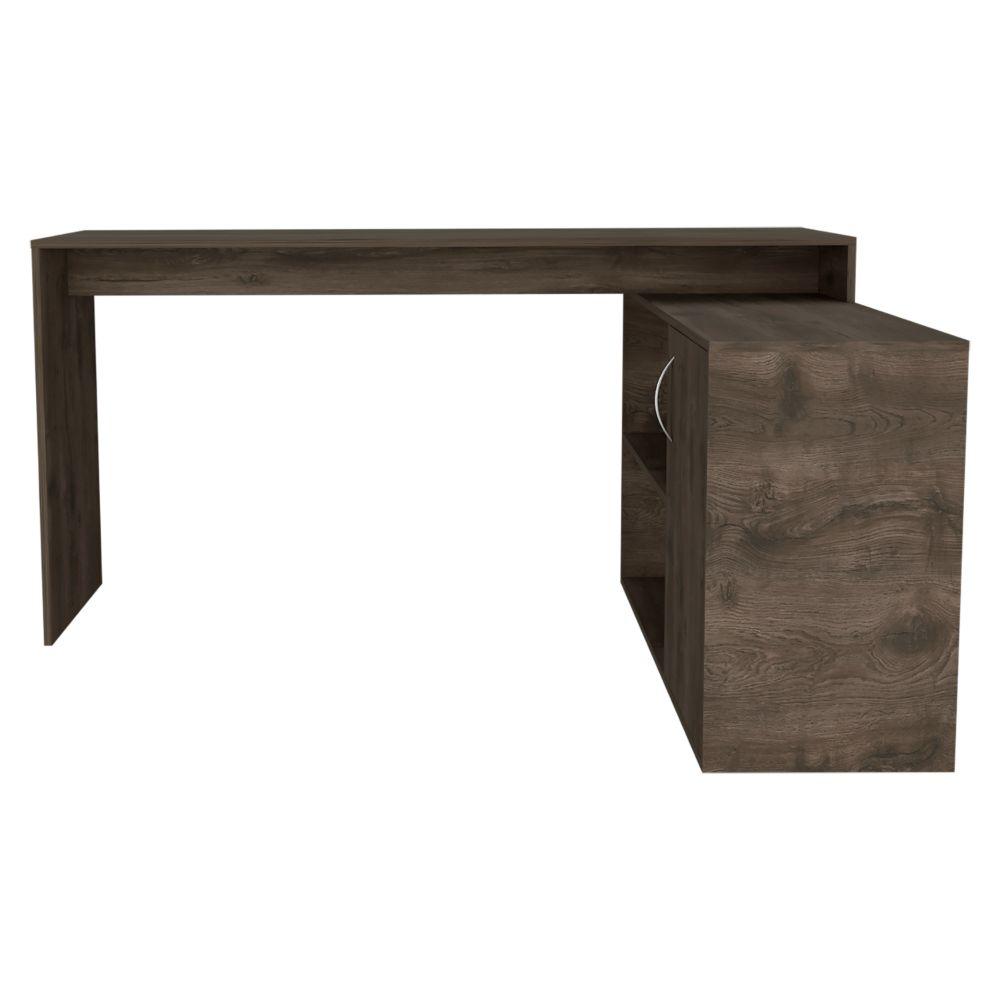 DEPOT E-SHOP Pearl Desk, L-Shaped, One-Door Cabinet, Two Shelves-Dark Brown, For Office - Depot E-Shop