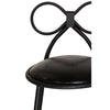 Set Of 1 Metal Kids Bow Chair With Black Vinyl Seat Cushion - CSP