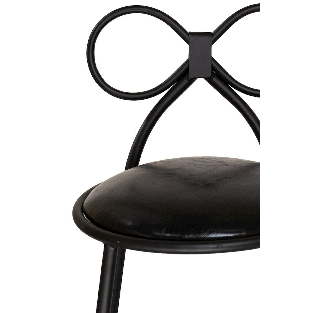 Set Of 1 Metal Kids Bow Chair With Black Vinyl Seat Cushion - CSP