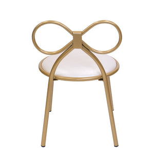 Set Of 4 Metal Kids Bow Chair With Gold Vinyl Seat Cushion - CSP