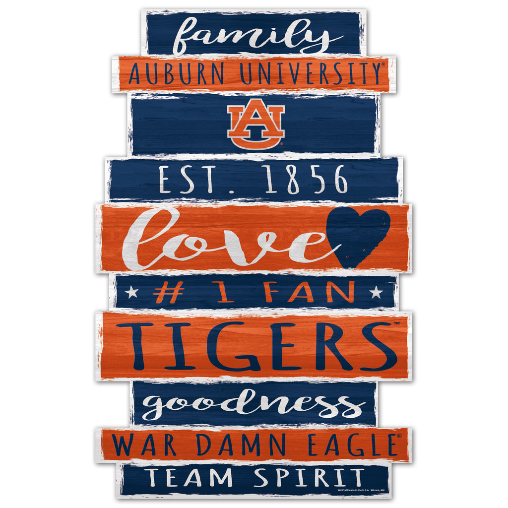 Auburn Tigers Sign 11x17 Wood Family Word - WinCraft