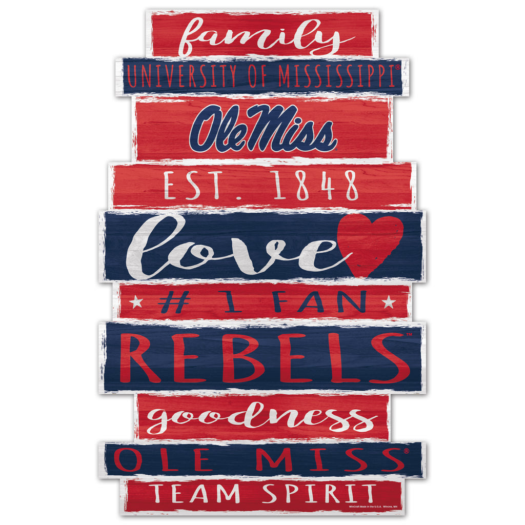 Mississippi Rebels Sign 11x17 Wood Family Word - WinCraft