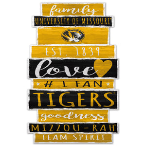 Missouri Tigers Sign 11x17 Wood Family Word - WinCraft