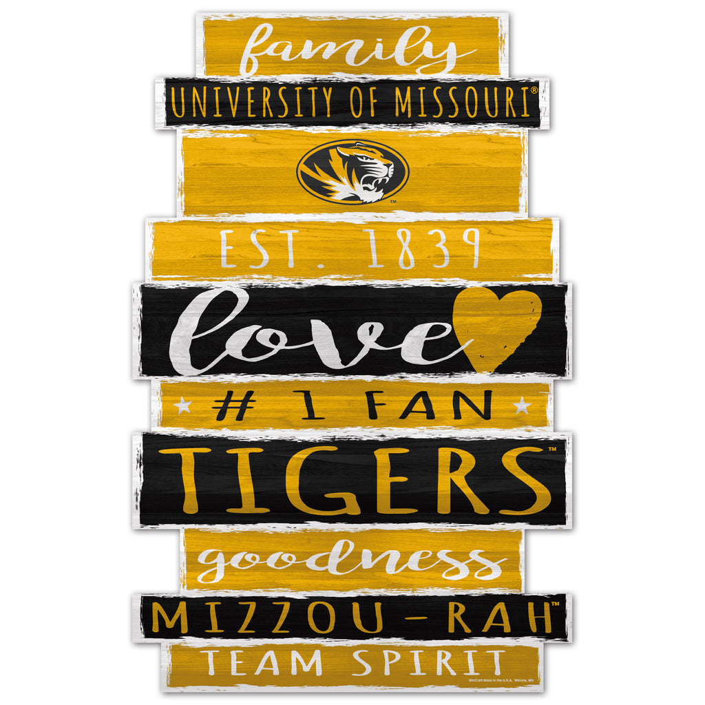 Missouri Tigers Sign 11x17 Wood Family Word - WinCraft