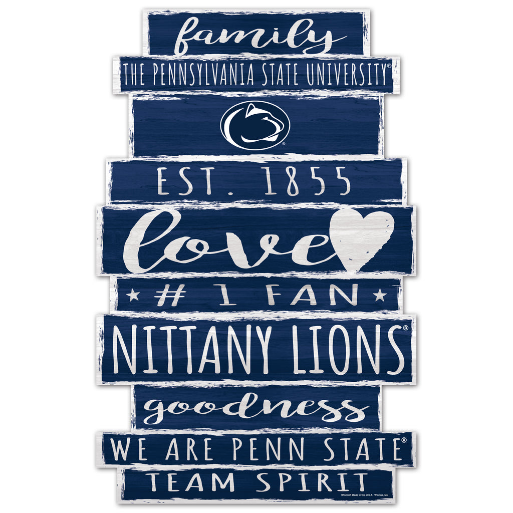 Penn State Nittany Lions Sign 11x17 Wood Family Word - WinCraft