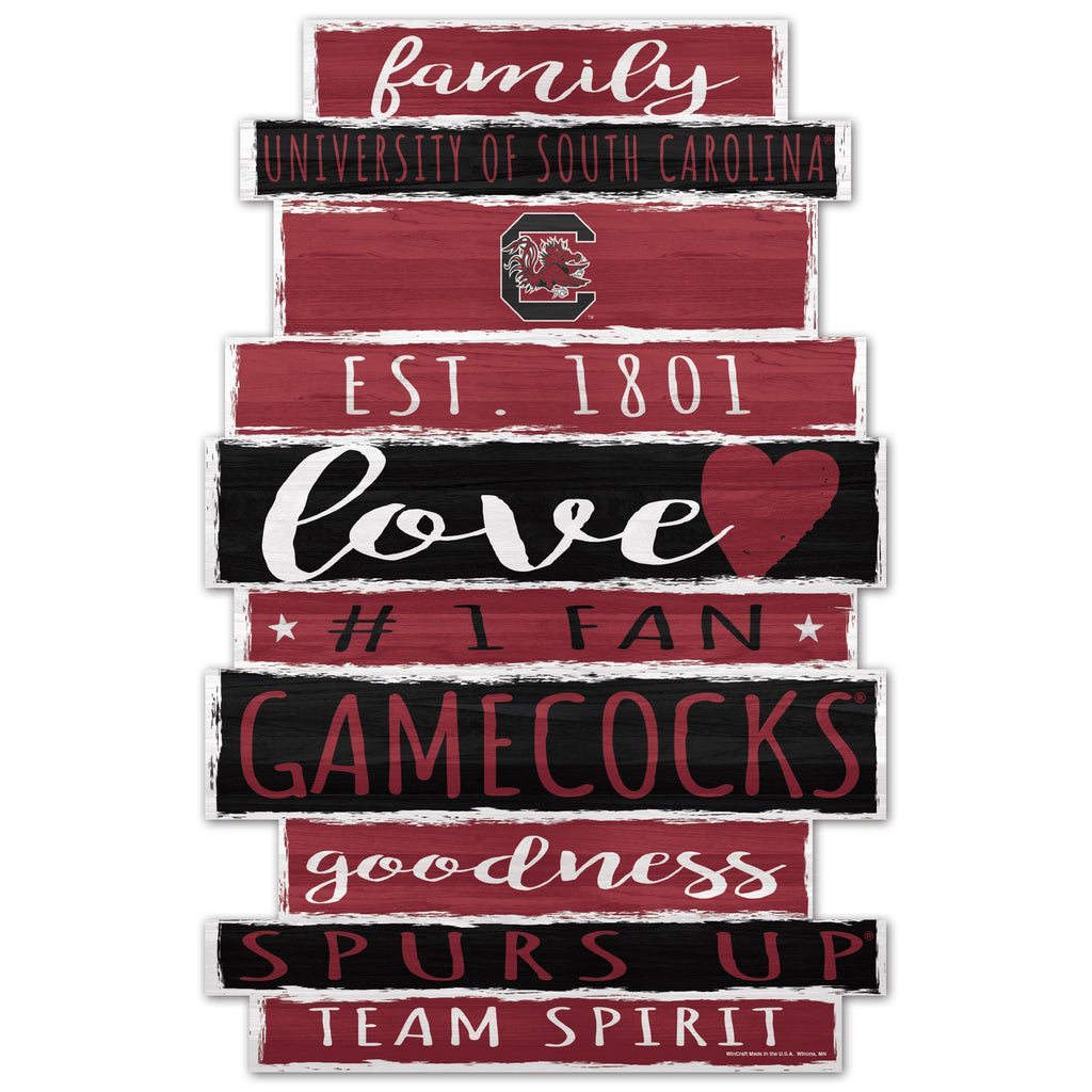 South Carolina Gamecocks Sign 11x17 Wood Family Word - WinCraft
