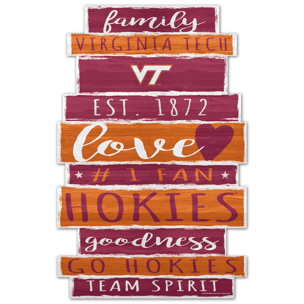 Virginia Tech Hokies Sign 11x17 Wood Family Word - WinCraft