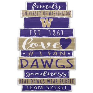 Washington Huskies Sign 11x17 Wood Family Word - WinCraft