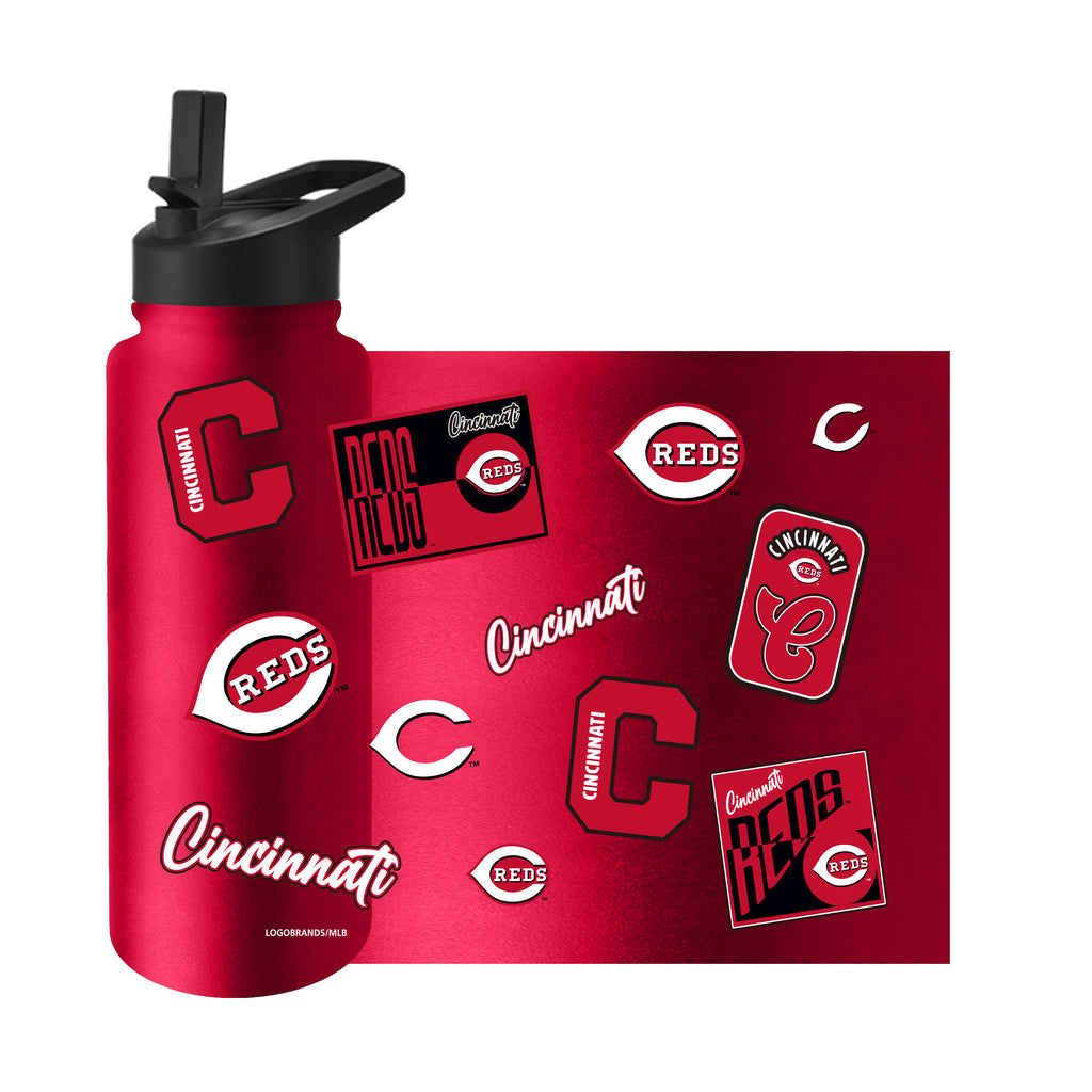 Cincinnati Reds Quencher Bottle 34oz Stainless Steel Dreamweave - Logo Brands