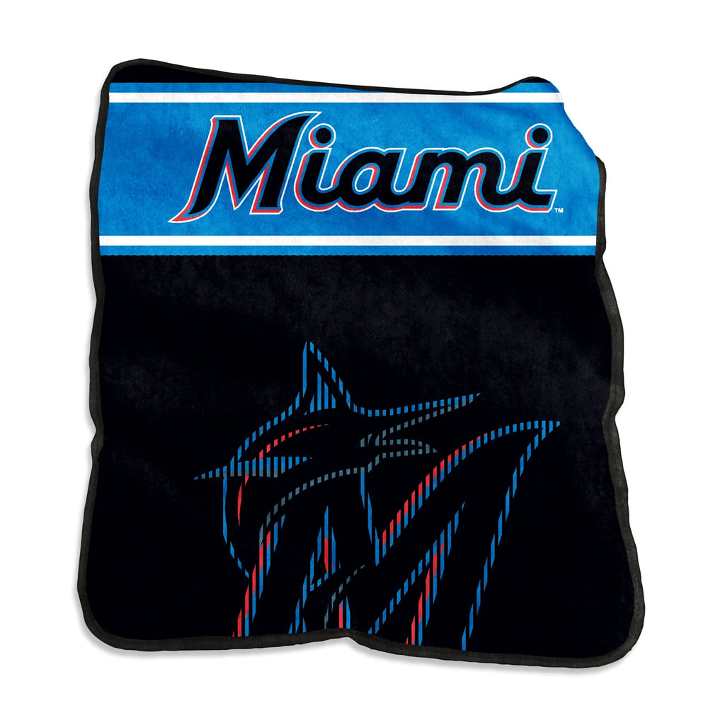 Miami Marlins Blanket 60x80 Raschel Throw - Logo Brands