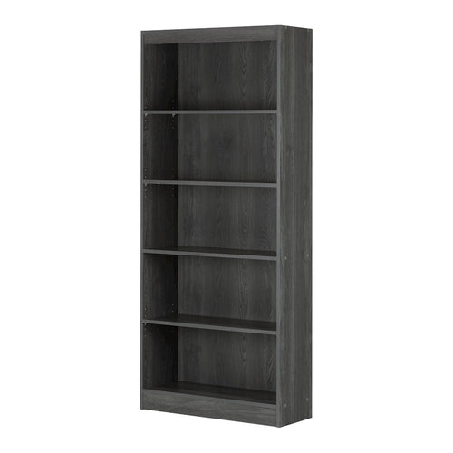 Axess 5-Shelf Bookcase, Gray Oak - South Shore Furniture