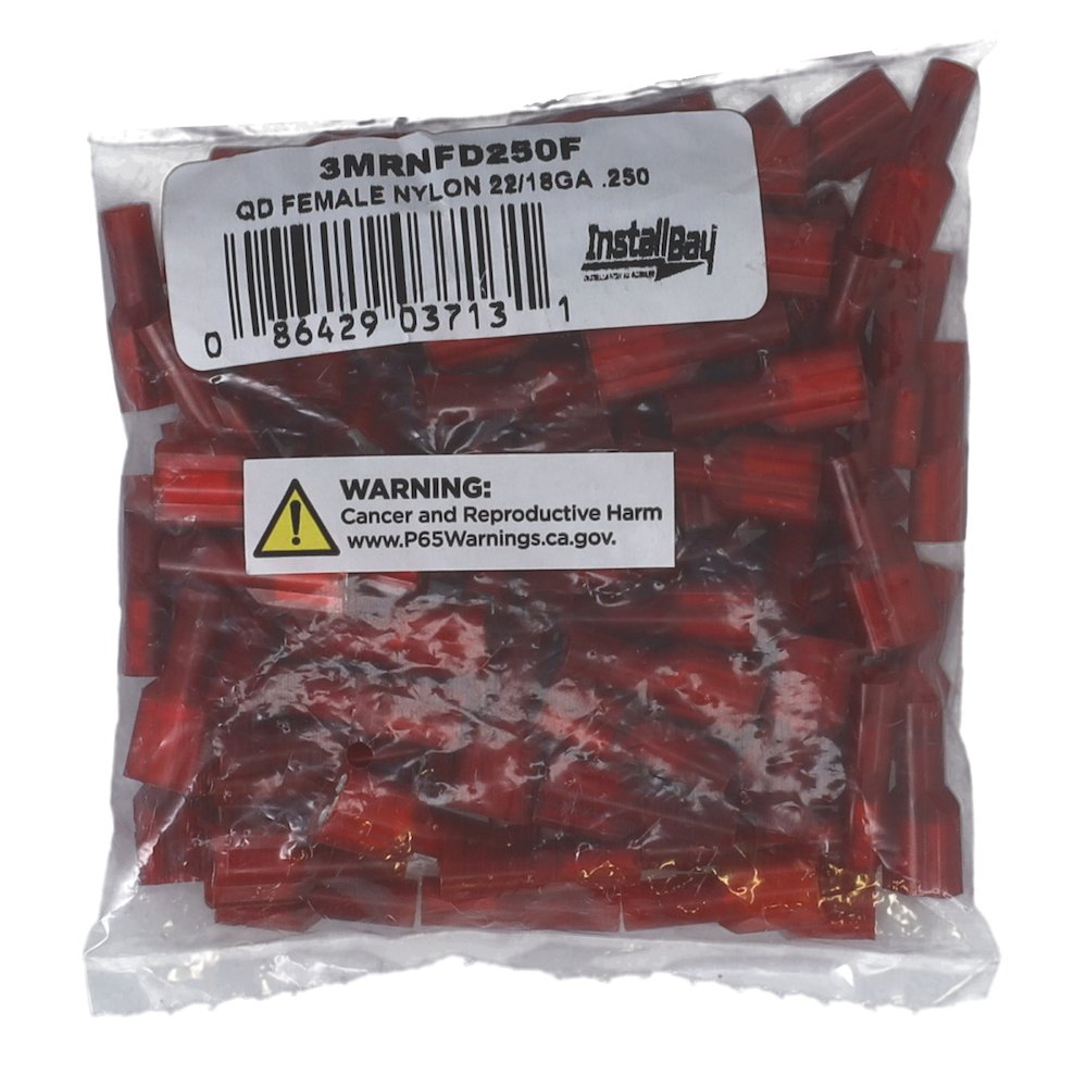 QD Female Nylon 22-18GA Red 0.250 100Pck - InstallBay  by Metra