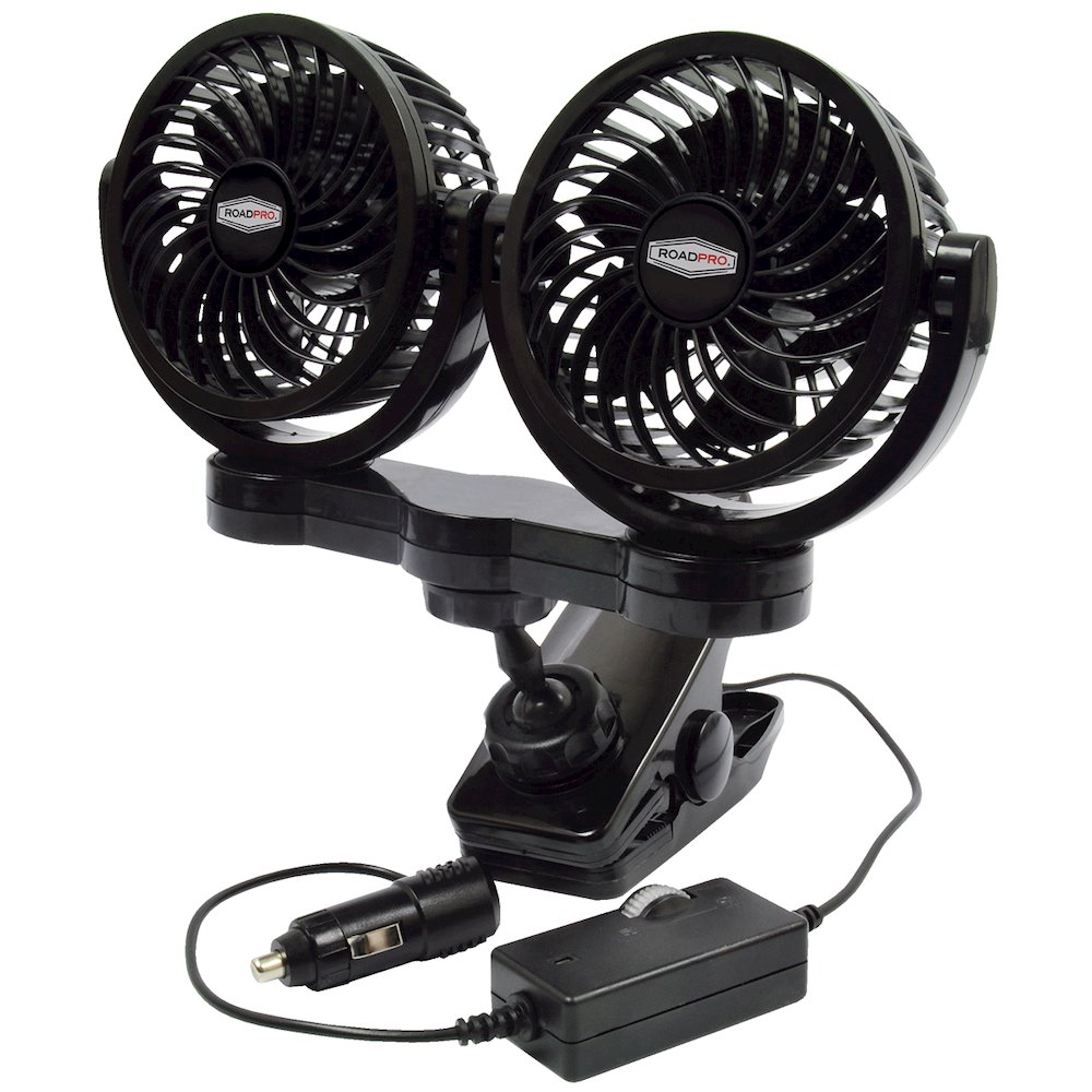 12 Volt Truck Dash Fan Dual Personal Cooling Fan with Mounting Clip RPSC8572 - RoadPro