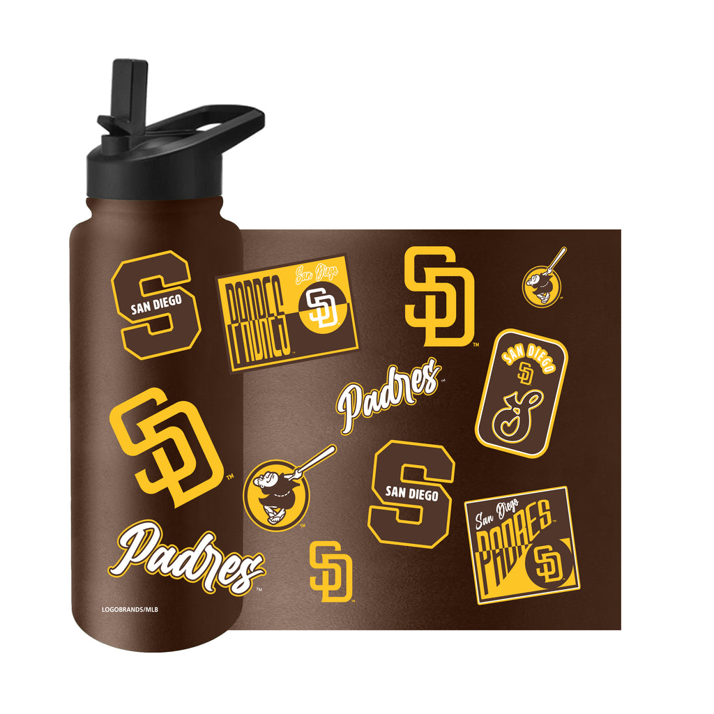 San Diego Padres Quencher Bottle 34oz Stainless Steel Dreamweave - Logo Brands
