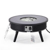 Aluminum Round Slats Design Fire Pit Side Table with Lid - LeisureMod