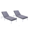 Chelsea Modern Outdoor White Chaise Lounge Chair With Cushions Set of 2 - LeisureMod