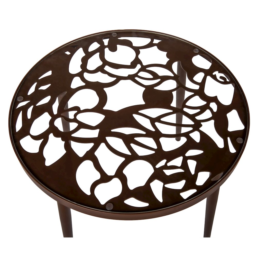 Devon Tree Design Glass Top Aluminum Base Indoor Outdoor End Table - LeisureMod
