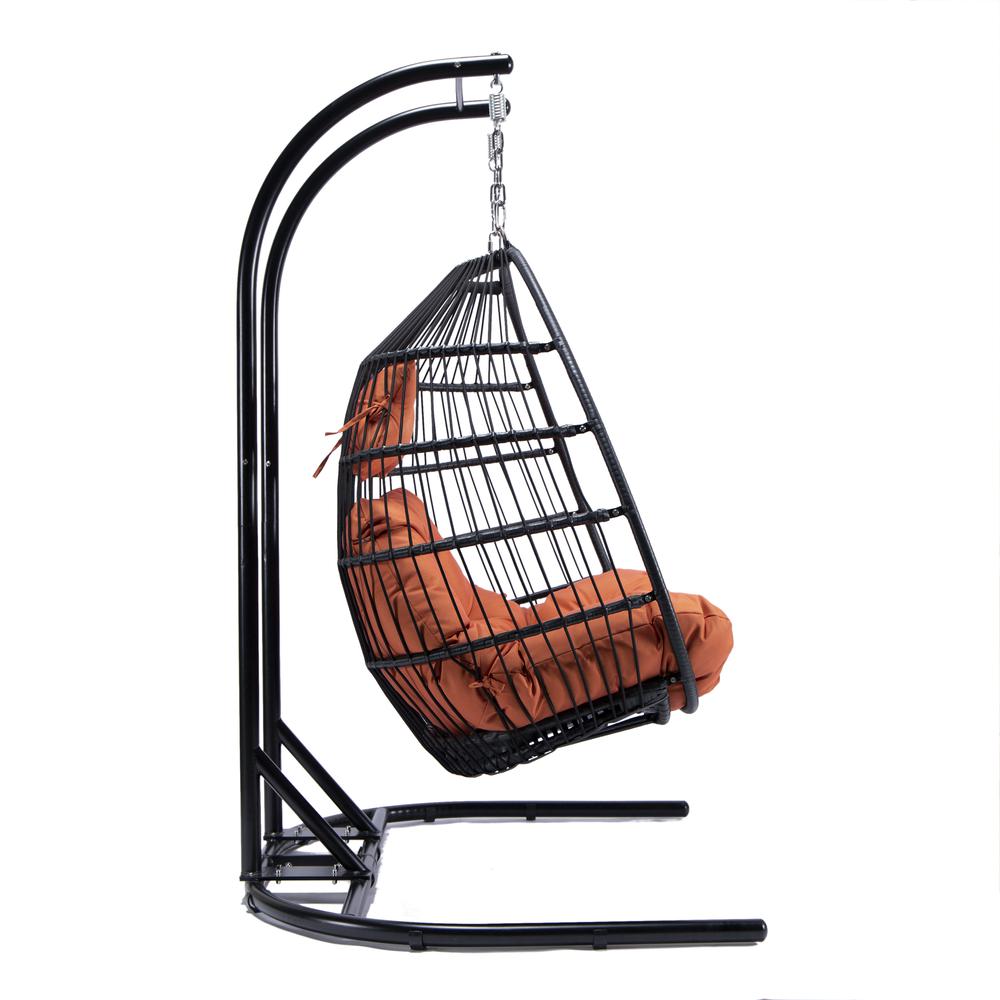 LeisureMod Wicker 2 Person Double Folding Hanging Egg Swing Chair ESCF52OR