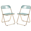 Lawrence Acrylic Folding Chair With Gold Metal Frame, Set of 2 - LeisureMod