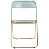 Lawrence Acrylic Folding Chair With Gold Metal Frame, Set of 2 - LeisureMod