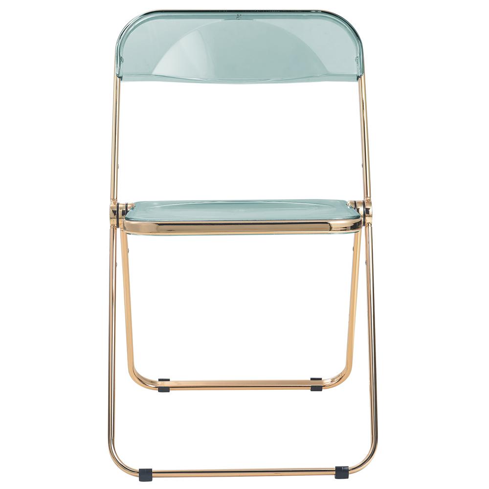 Lawrence Acrylic Folding Chair With Gold Metal Frame, Set of 2 - LeisureMod