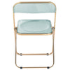 Lawrence Acrylic Folding Chair With Gold Metal Frame, Set of 2 - LeisureMod
