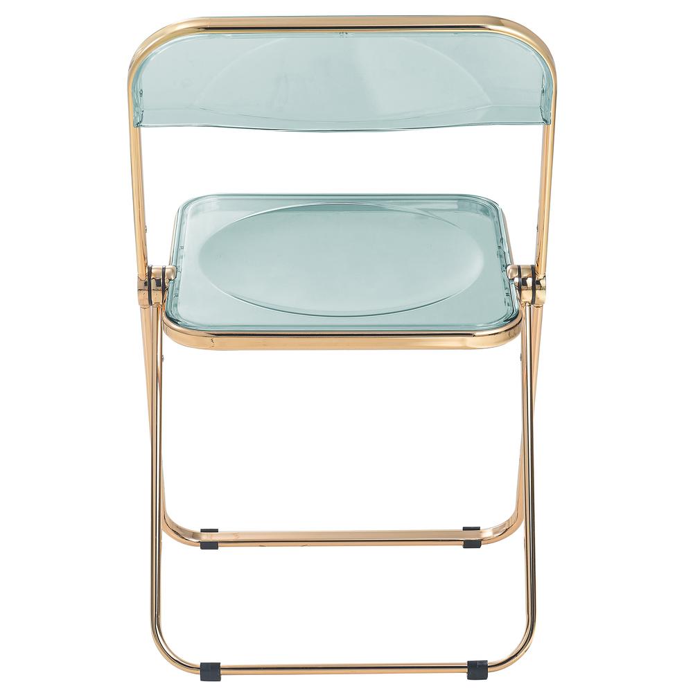 Lawrence Acrylic Folding Chair With Gold Metal Frame, Set of 2 - LeisureMod