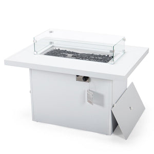 Chelsea Patio Modern Aluminum Propane Fire Pit Table - LeisureMod