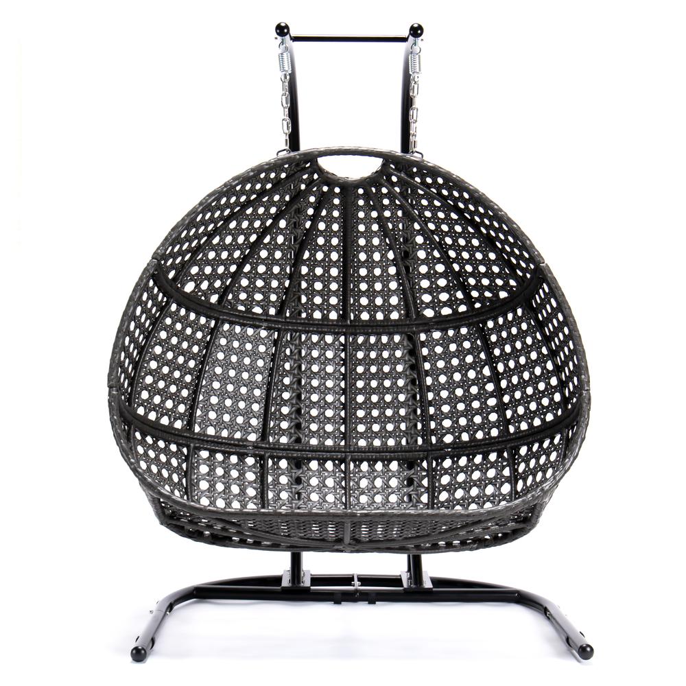 LeisureMod Wicker Hanging Double Egg Swing Chair  EKDCH-57BR