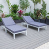 Chelsea Modern Outdoor White Chaise Lounge Chair With Cushions Set of 2 - LeisureMod
