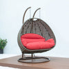Beige Wicker Hanging 2 person Egg Swing Chair - LeisureMod