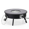 Aluminum Round Slats Design Fire Pit Side Table with Lid - LeisureMod