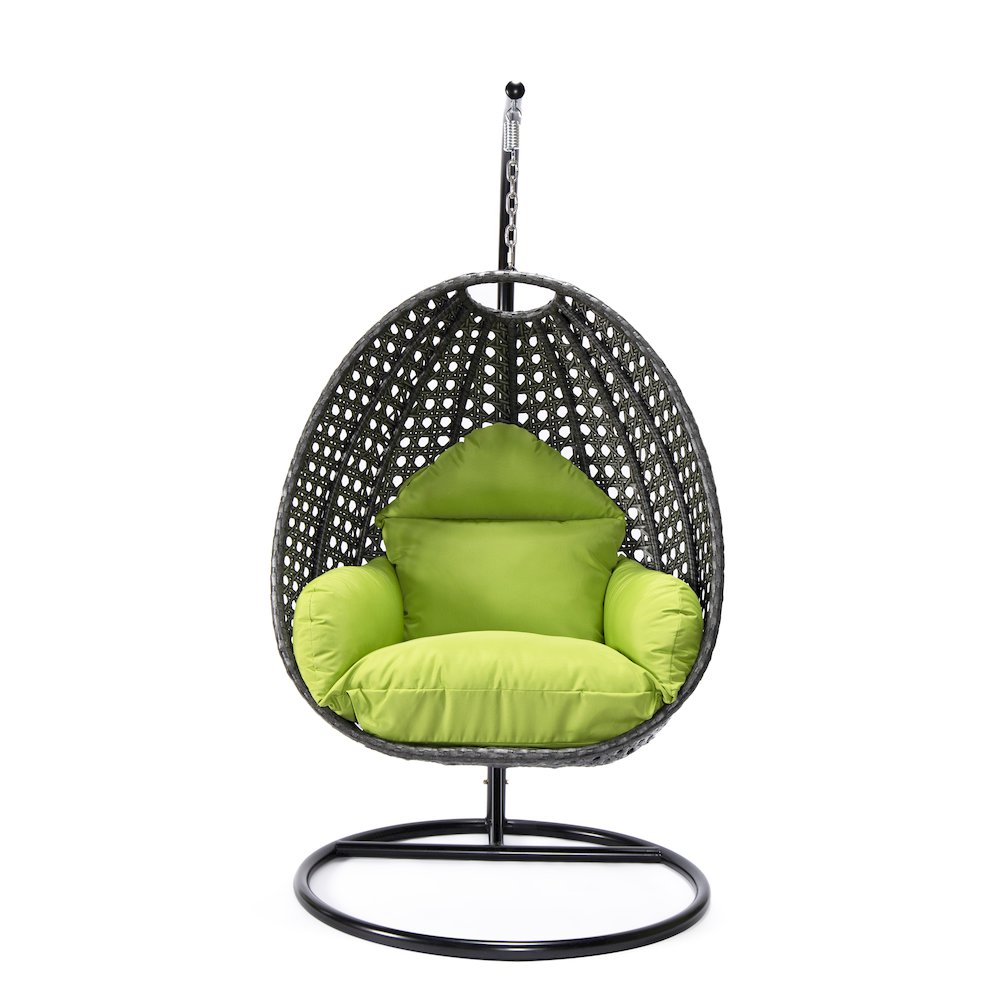 Charcoal Wicker Hanging Egg Swing Chair - LeisureMod