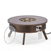 Aluminum Round Slats Design Fire Pit Side Table with Lid - LeisureMod