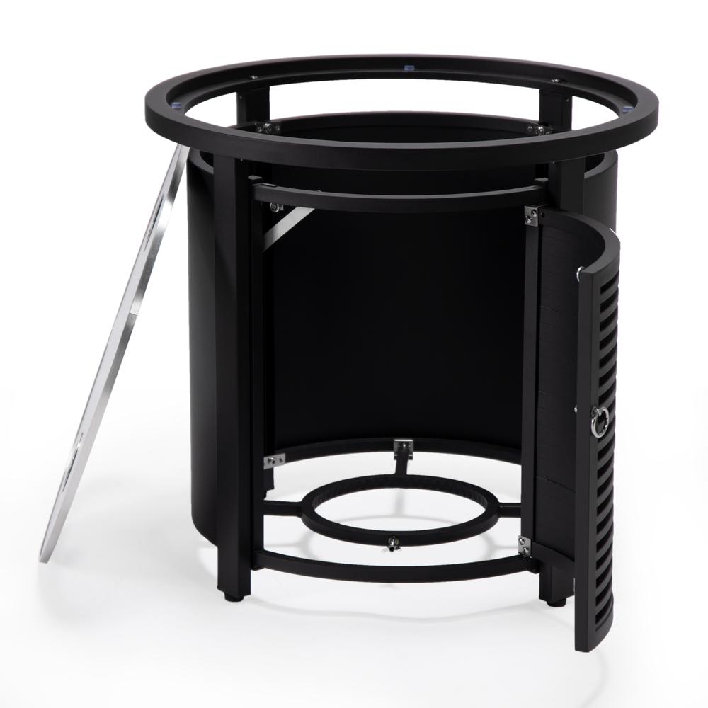 Walbrooke Black Patio Round Tank Holder with Slats Design - LeisureMod