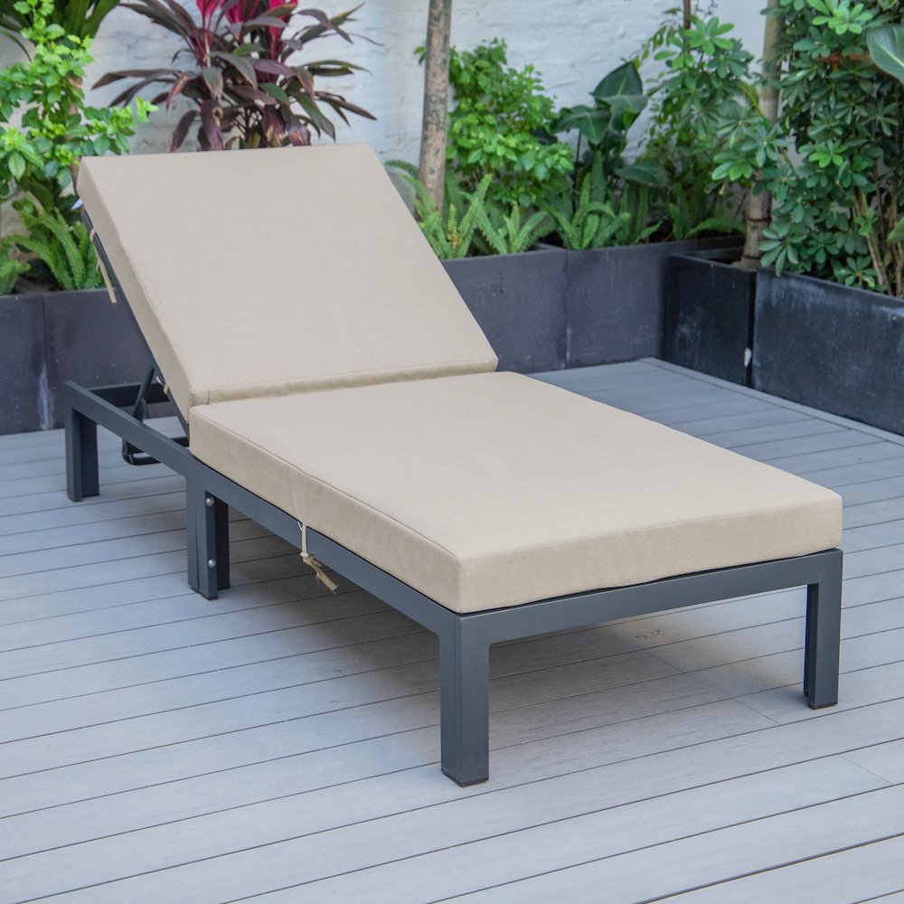 Chelsea Modern Outdoor Chaise Lounge Chair With Cushions - LeisureMod