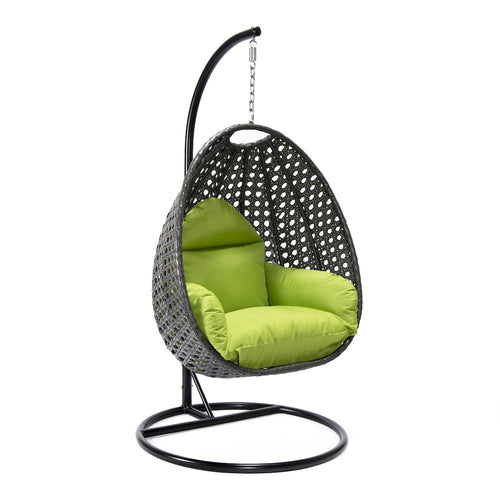 Charcoal Wicker Hanging Egg Swing Chair - LeisureMod